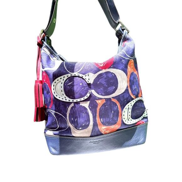 Coach Heritage C Print Leather Trim Duffle Bag - Picture 11 of 13